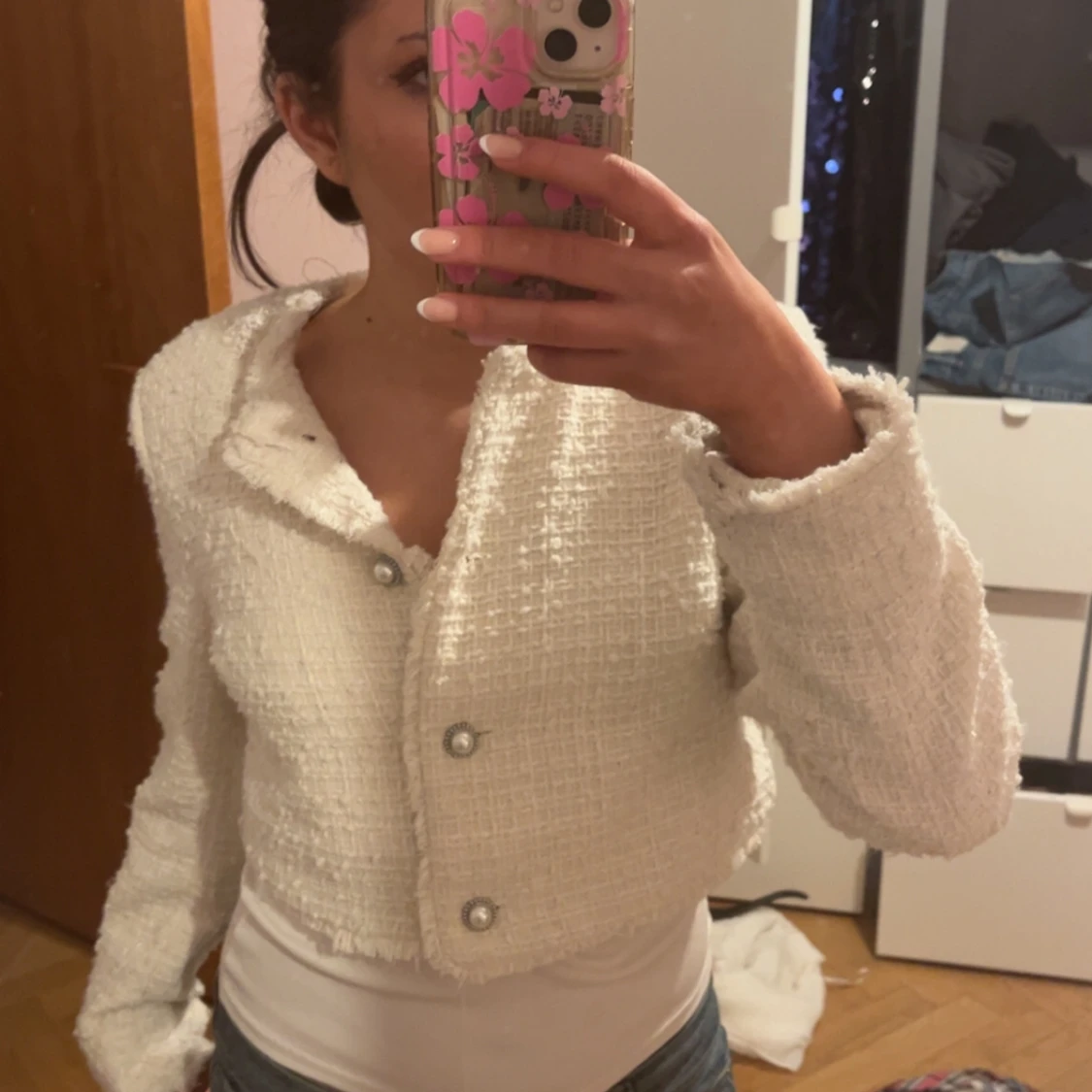 Vit tweedjacka med knappar - 1