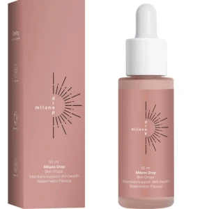 Milano tan Drops  - Milano Drop Skin Taning Drops i 50 ml flaska. fick två i paketet o säljer en av dom. helt oöppnad fortfarande inplastad, de ända är att jag försökte få bort klistermärket på framsidan vilket ni ser på bilden så man skulle kunna se framsidan (vilket inte gick perfekt som man kan se)💕 (ni kan söka upp den på tillexempel tiktok där finns det mer om den)