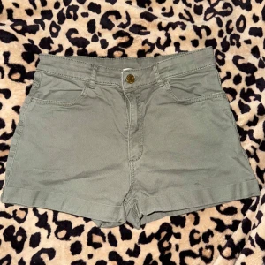 Gröna highwaist shorts från H&M - Snygga gröna shorts från H&M med hög midja dem är storlek 170 och passar även xs
