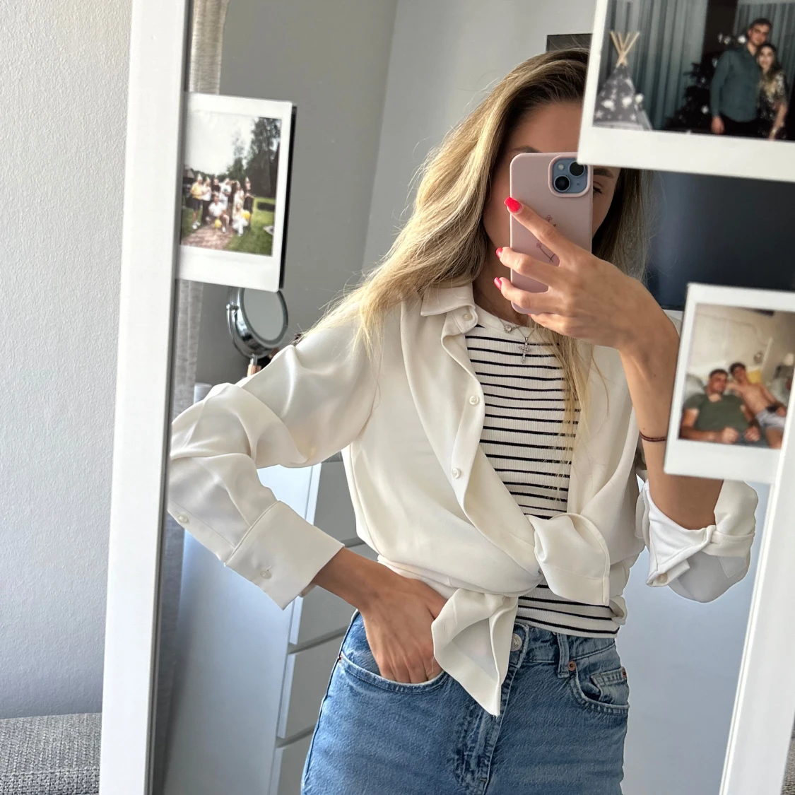 Vit långärmad skjorta från Zara - 1