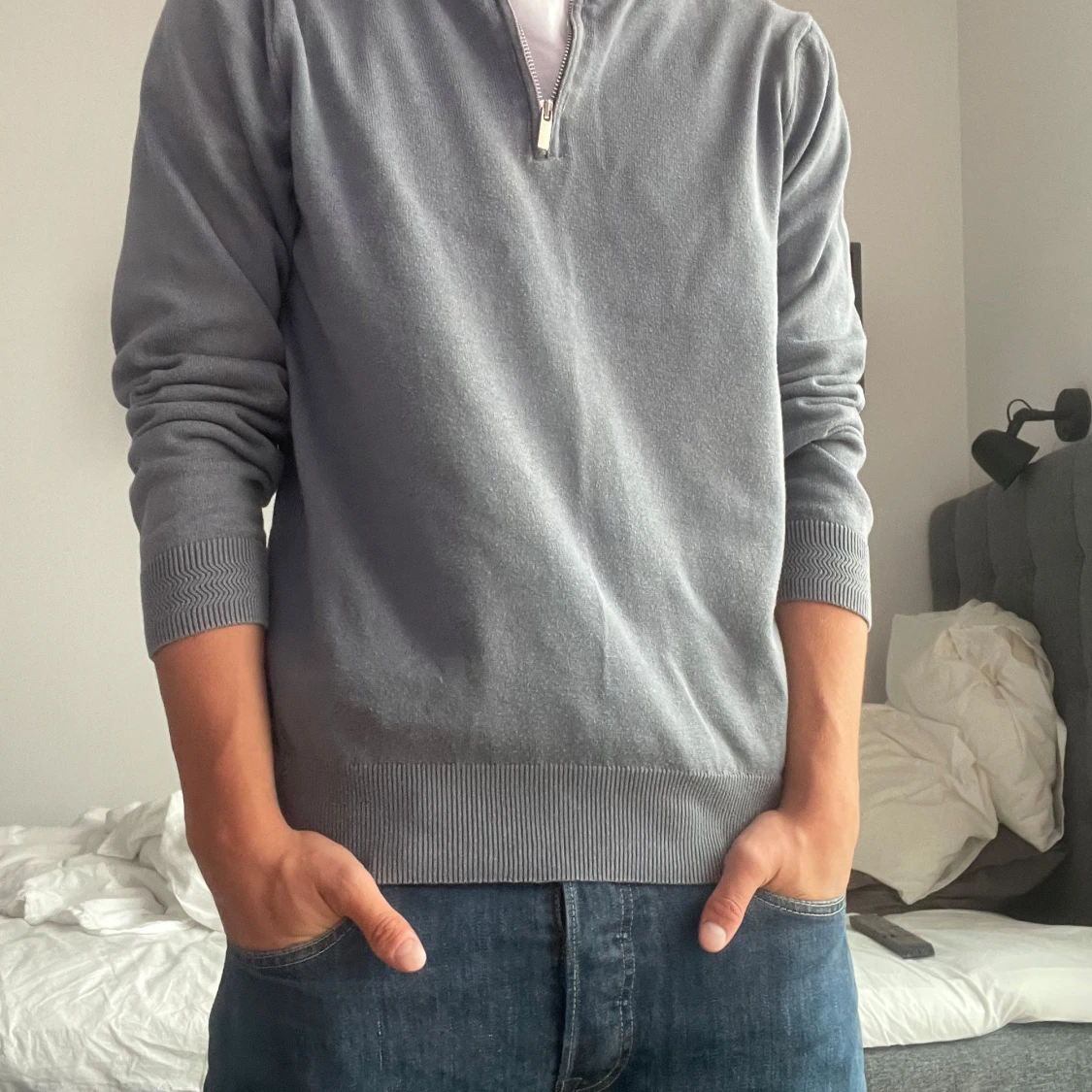 Grå half zip tröja Jameson Carter - 1