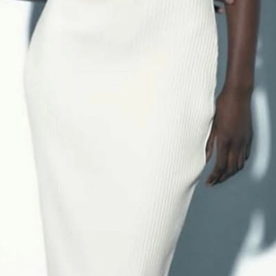 Vit ribbad långklänning - 1