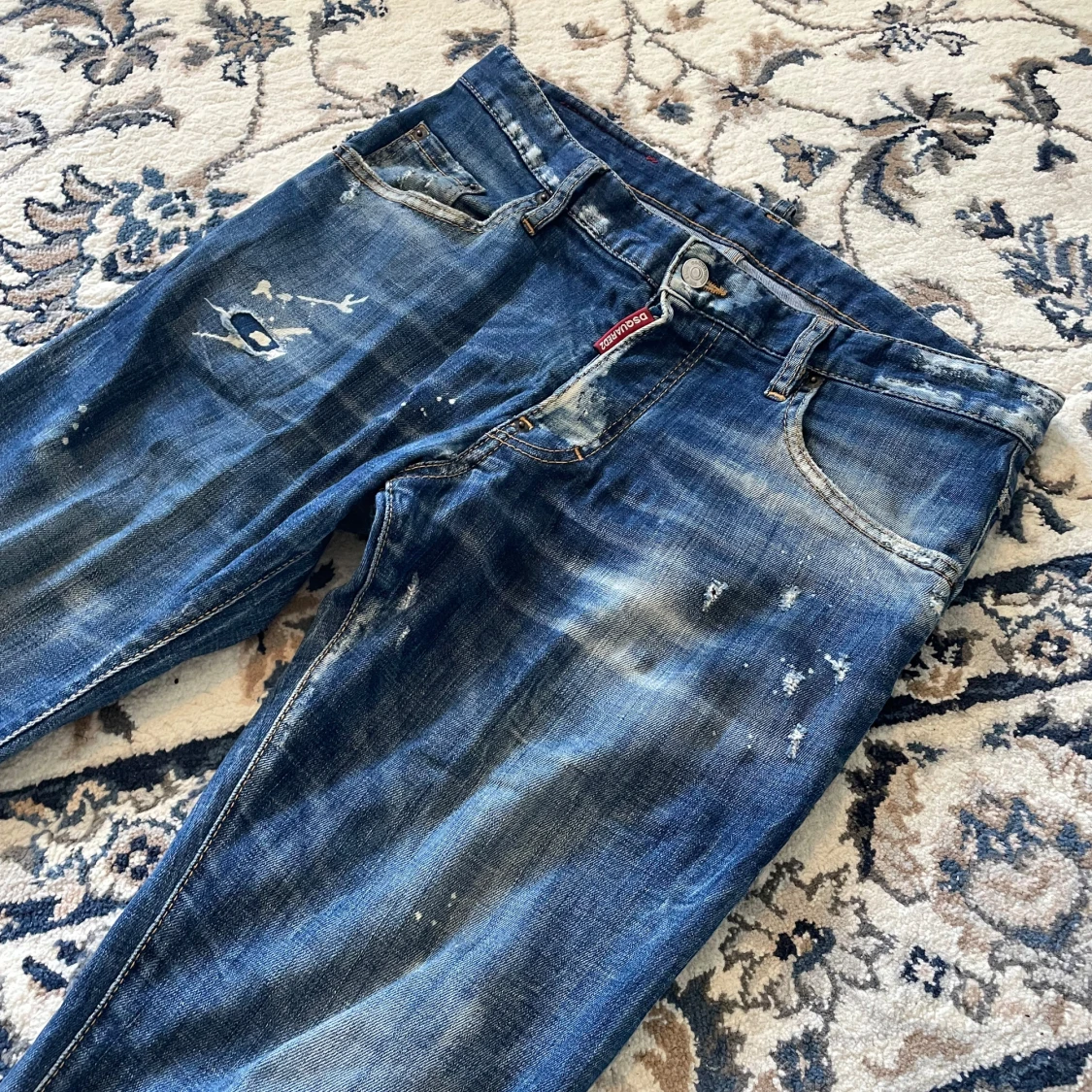 Dsquared2 blå jeans med slitningar - 1