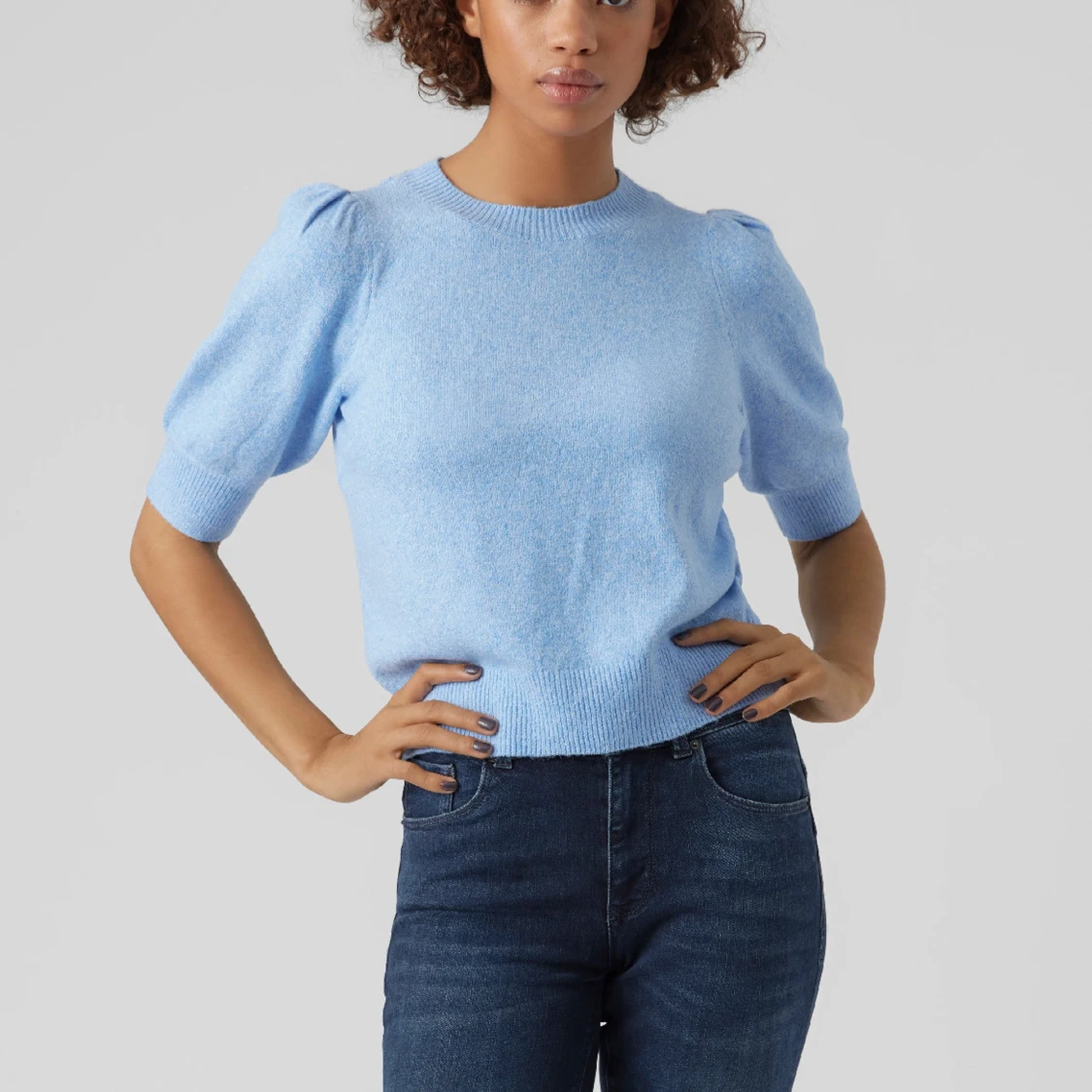 Ljusblå stickad tröja från Vero Moda - 3