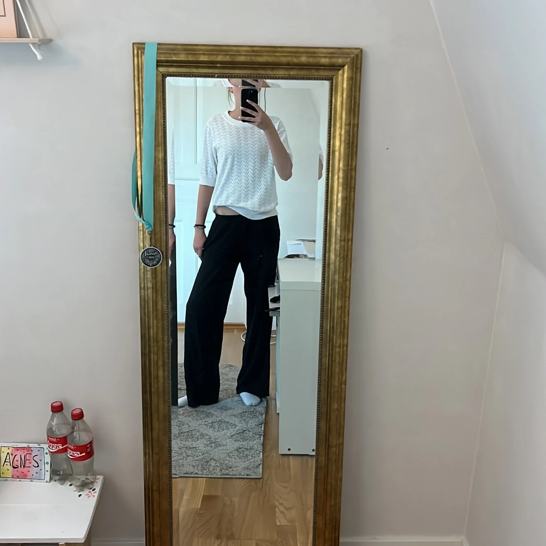 Vit stickad topp - 4