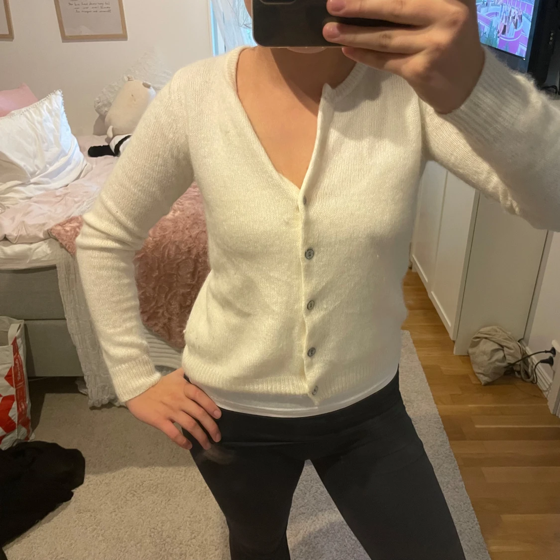 Vit kofta med knappar💕
