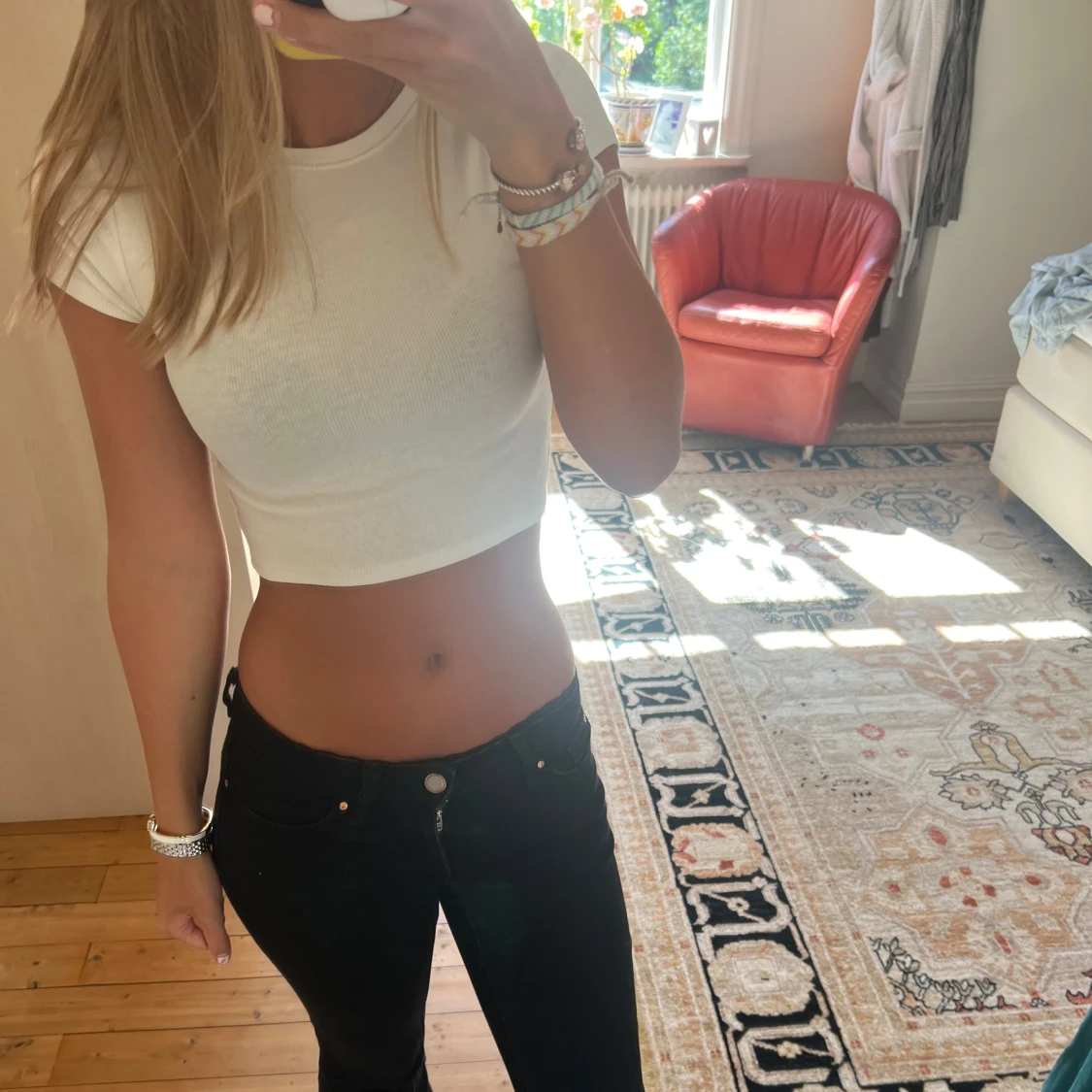 Vit croppad t-shirt topp - 1