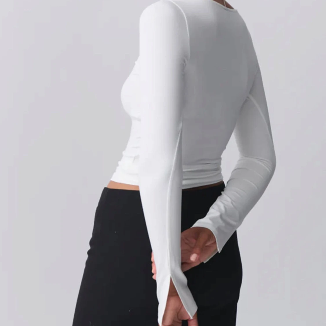 vit lång ärmad tröja - 1