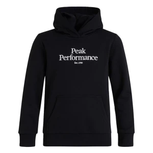 Svart hoodie från Peak Performance - Svart hoodie med vit Peak Performance-logga på bröstet. Klassisk huva och magficka framtill. Perfekt för en avslappnad stil och enkel att matcha med det mesta.