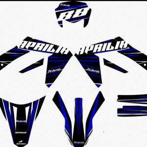 Aprilia 88 PLdecals - Coolt och sportigt dekalkit med blå och svarta detaljer för Aprilia. Perfekt för dig som vill ge din motorcykel en unik och ungdomlig look. Passar dig som gillar fart, stil och att sticka ut på vägarna.