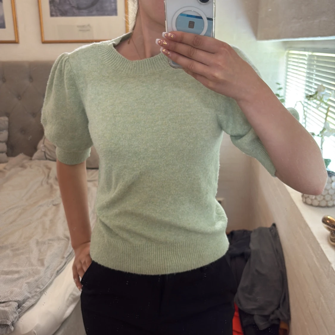 Ljusgrön stickad tröja Vero Moda - 2