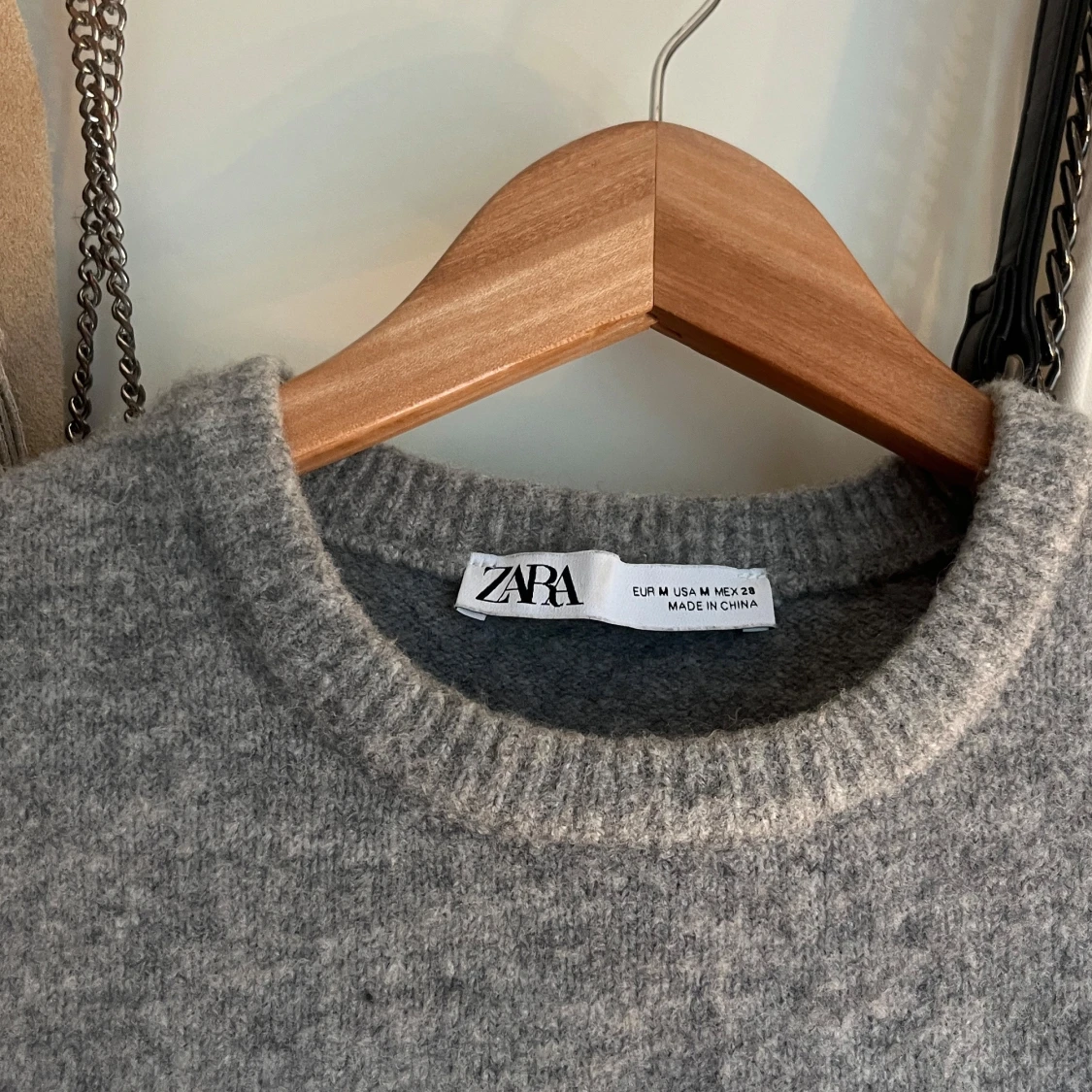 Grå stickad kortärmad tröja Zara - 1