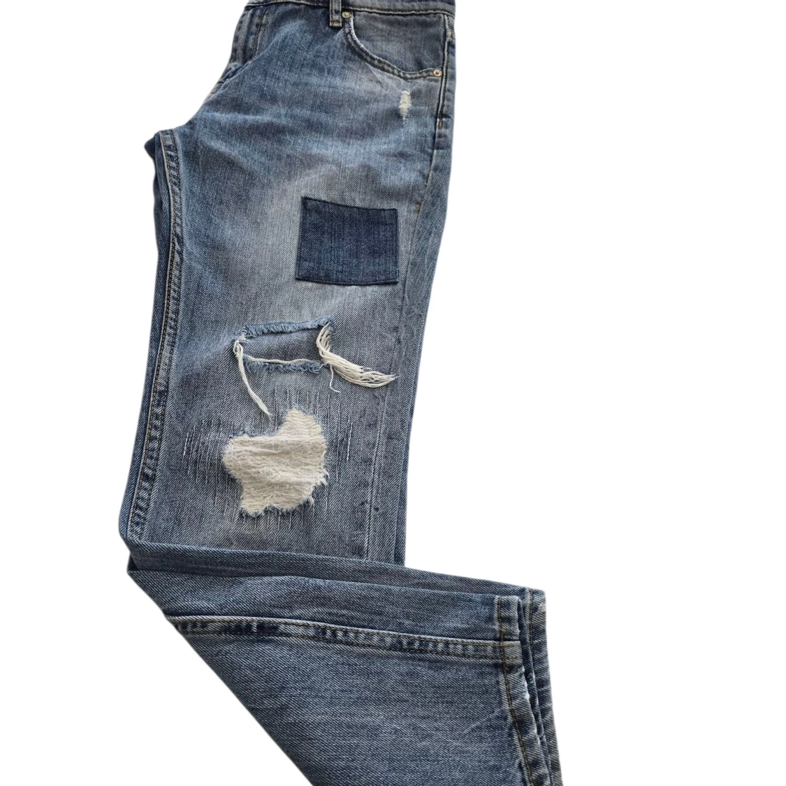 Patchade blå jeans från Mango - 4