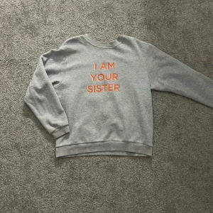 Grå sweatshirt från Studio WMS - En fin sweatshirt i bra skick, den enda deffekten är de två fläckarna på tredje bilden. Storlek L men passar mig som har S/M😊