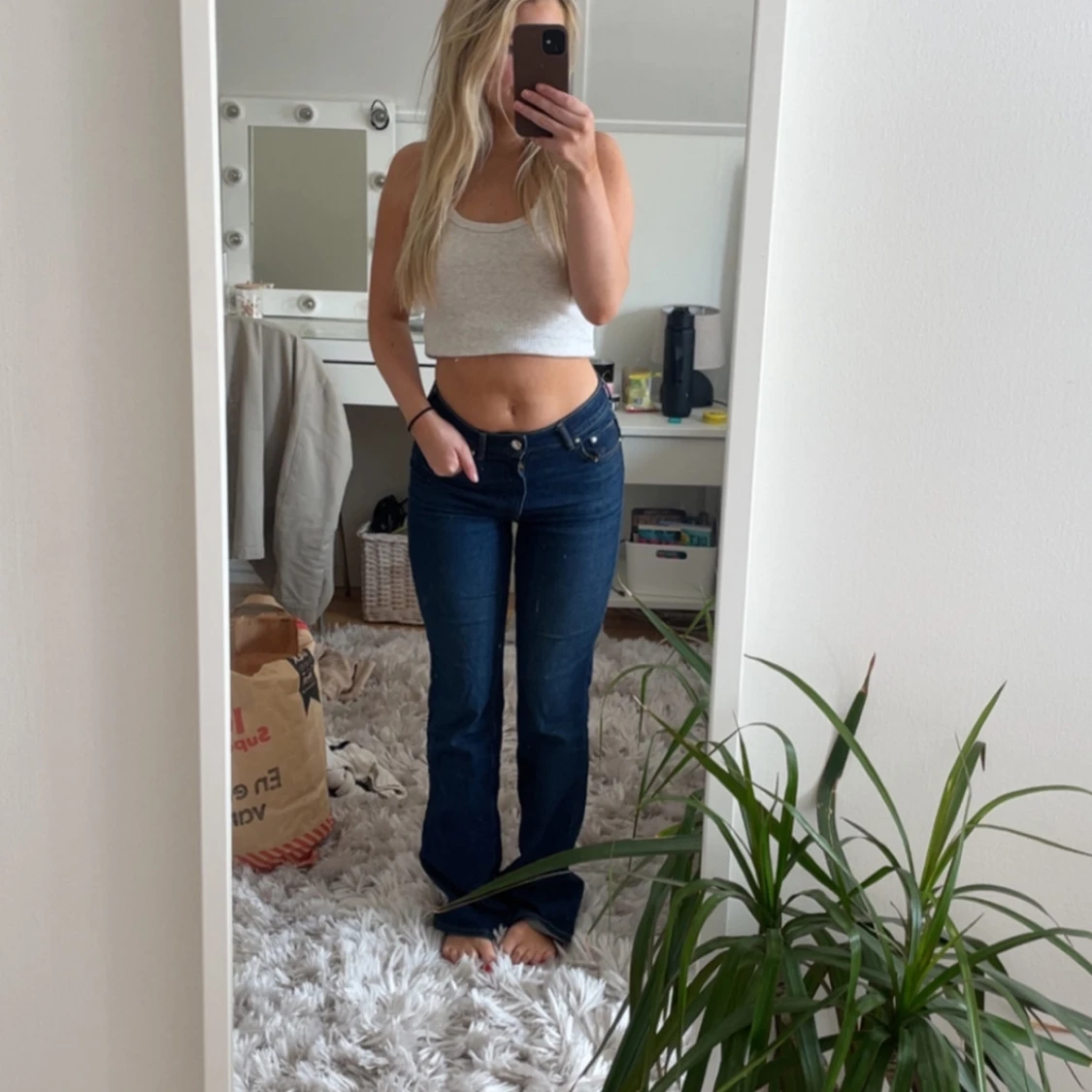 Mörkblå bootcut jeans - 2