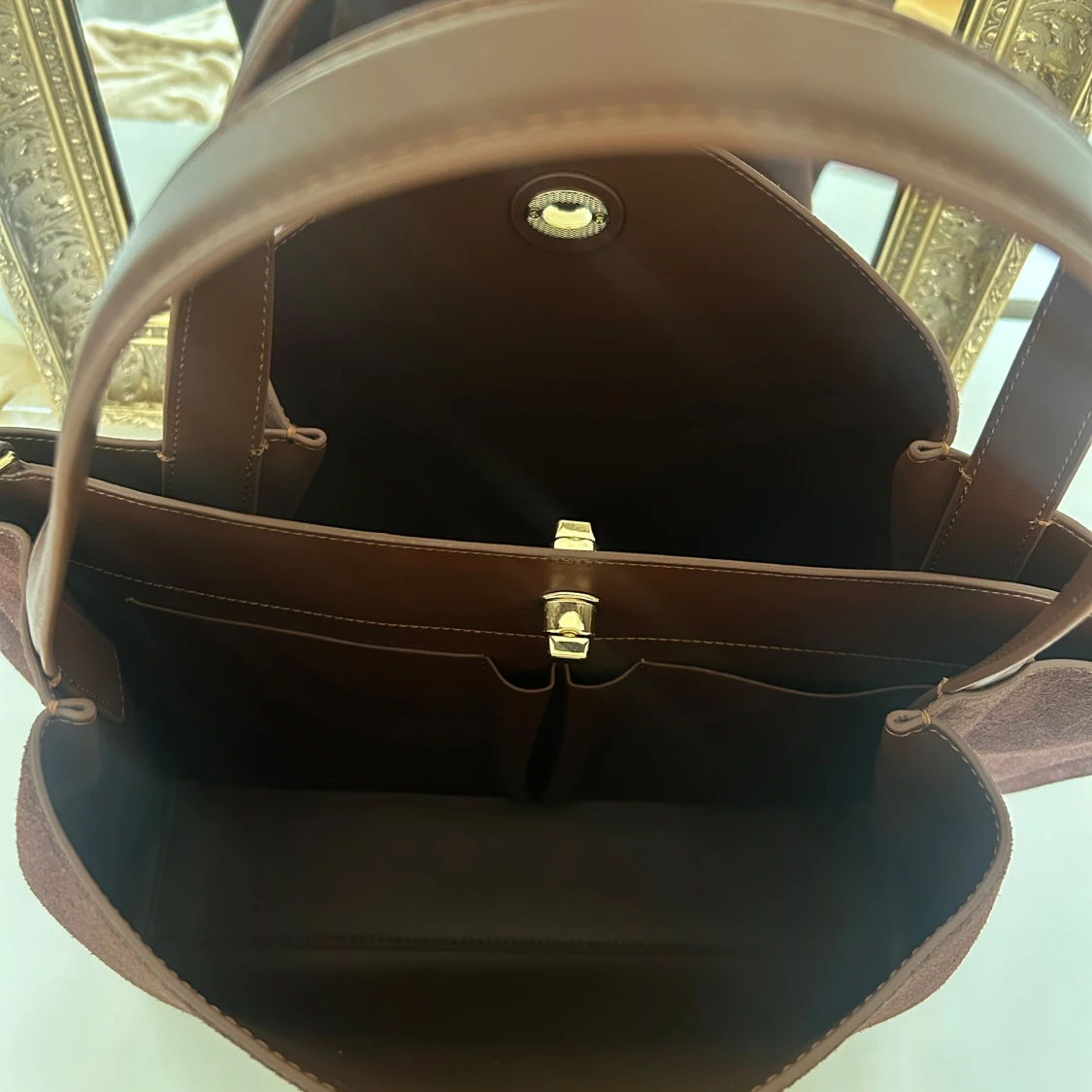 Brun äkta mocka tote bag Ria & Richard  - 3