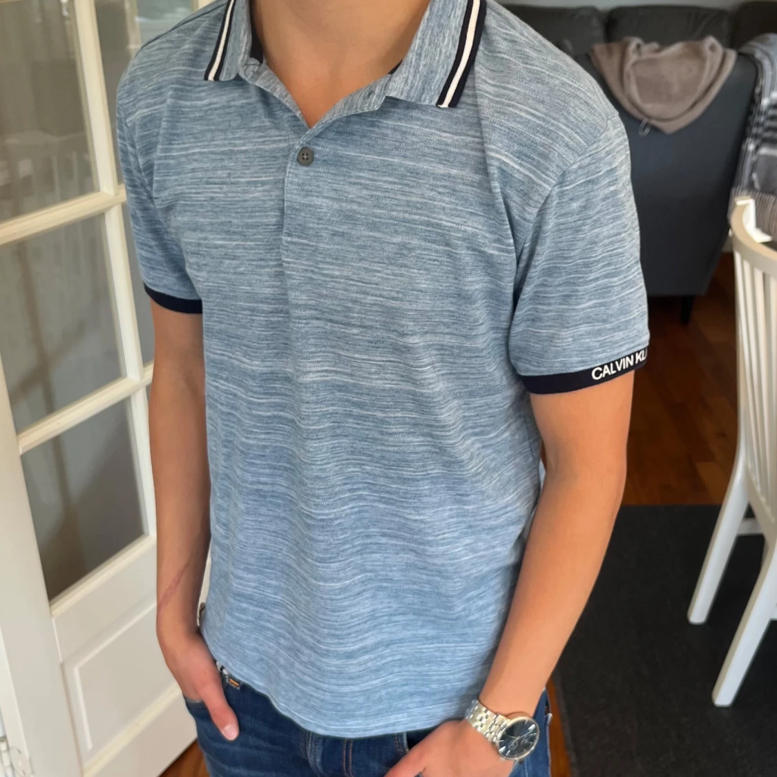 Blå pikétröja Calvin Klein Jeans - 3