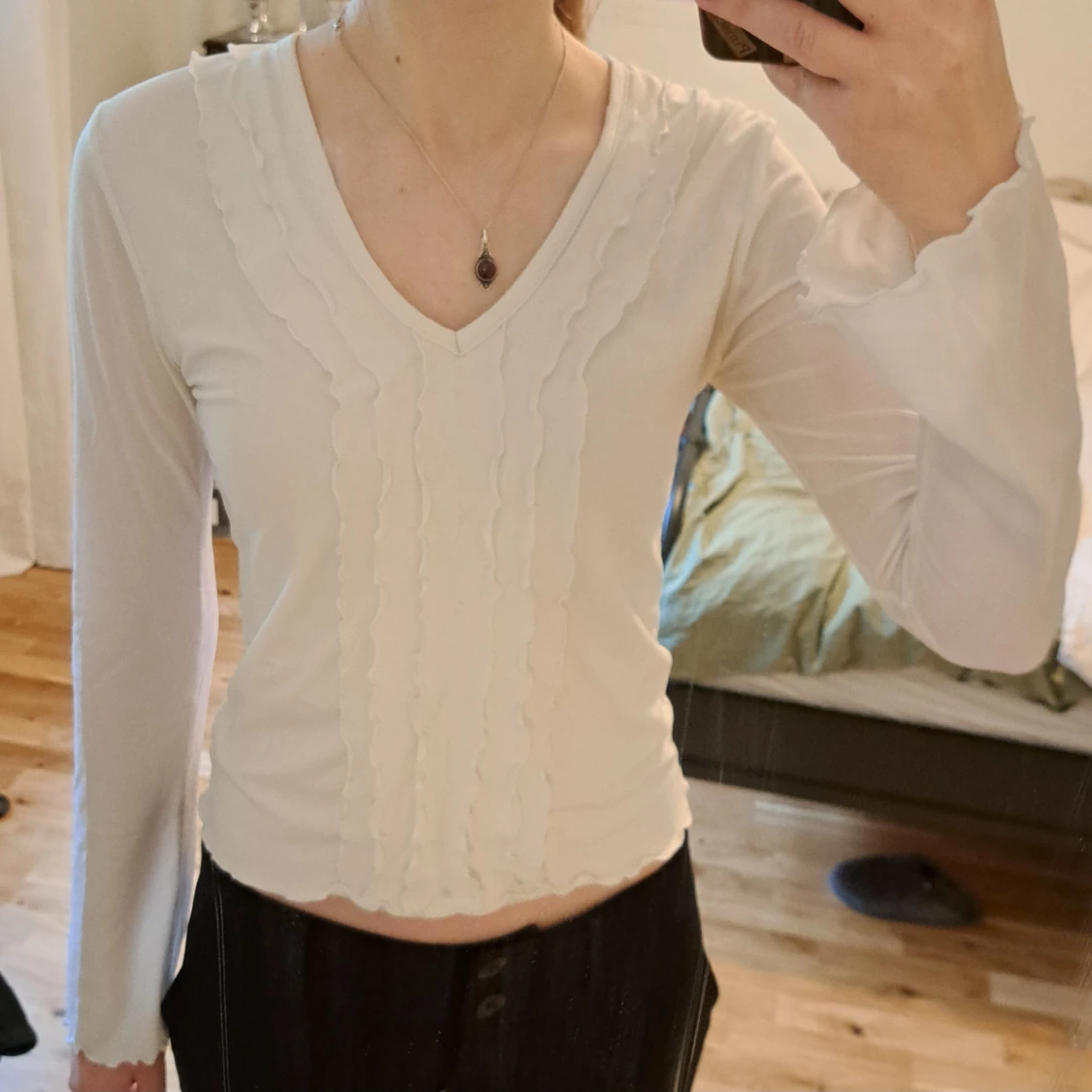 Vit långärmad meshtopp från Flash