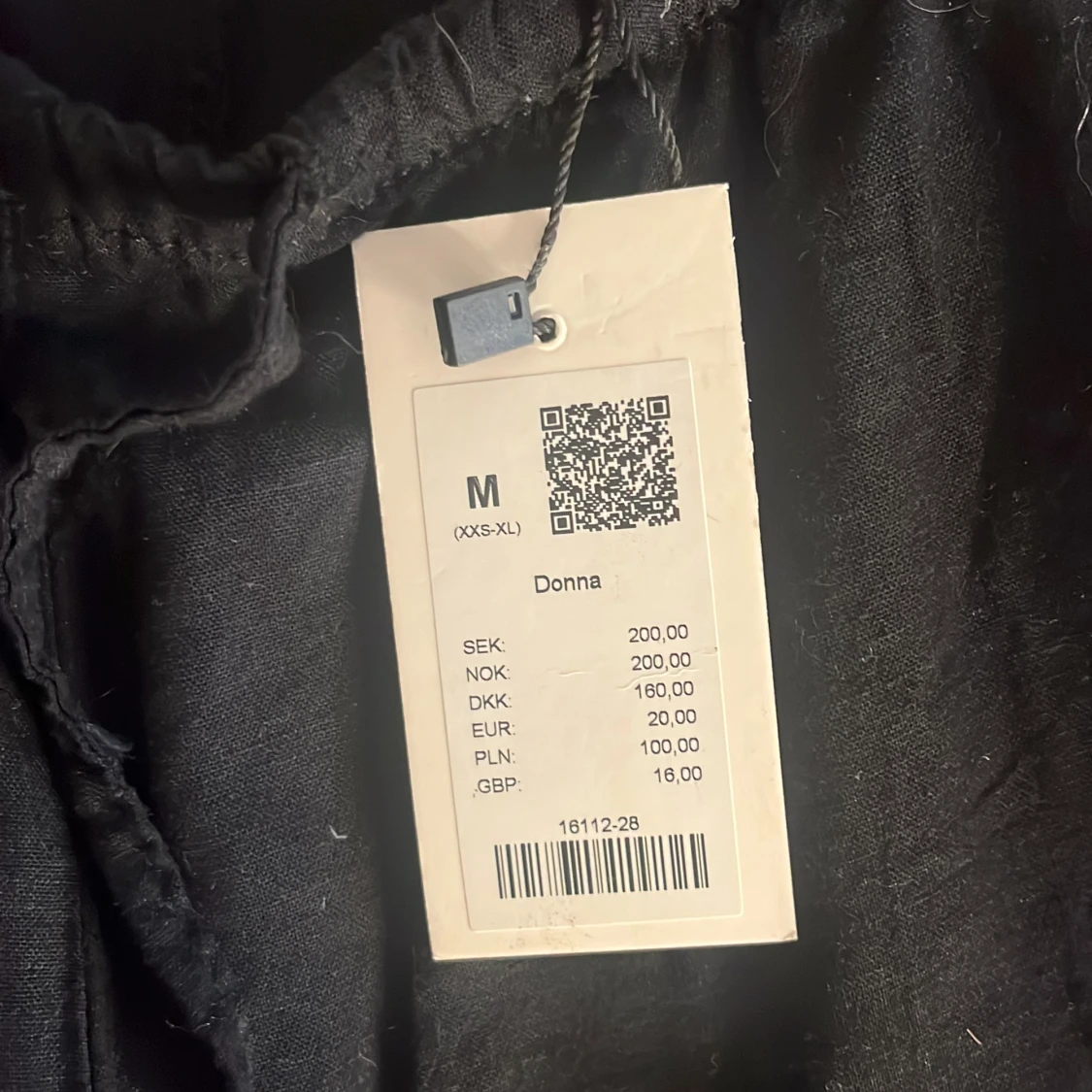 Svarta linnebyxor med snörning - 1