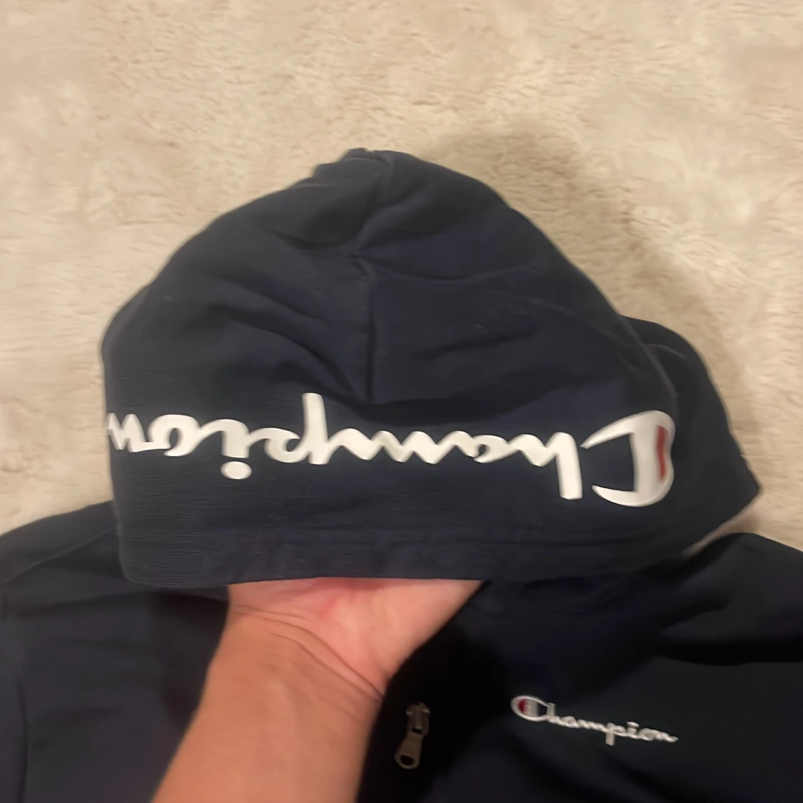 Mörkblå Champion hoodie half zip - 2