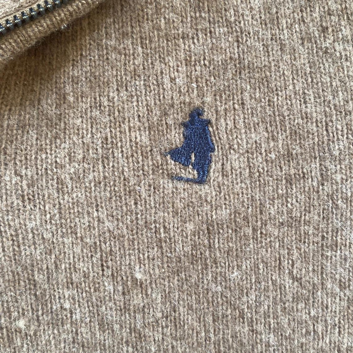 Beige stickad half zip  - 1