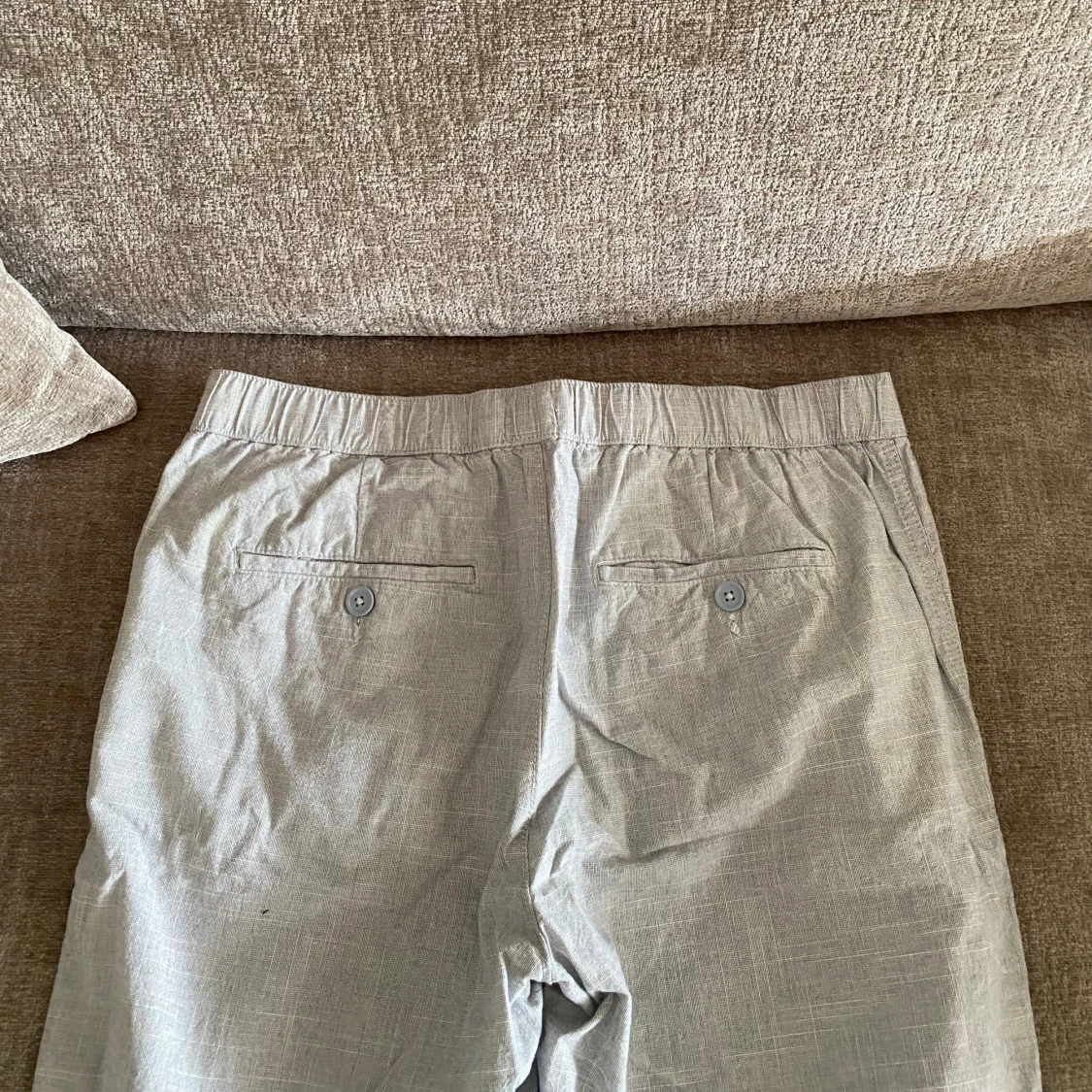 Ljusgrå linne/bomull byxor - 3