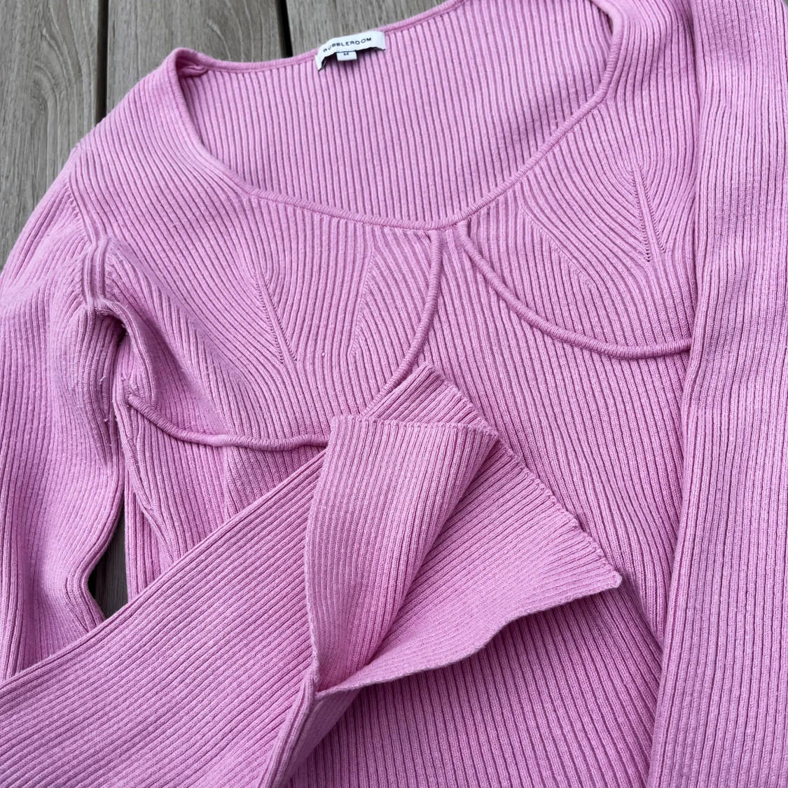 Rosa ribbad tröja från Bubble Room - 2