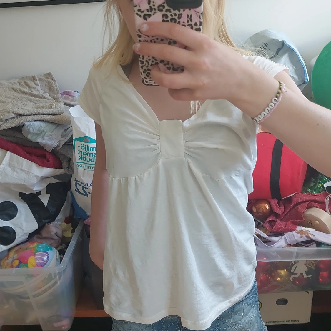 Vit v-ringad y2k  topp från Replay - 1