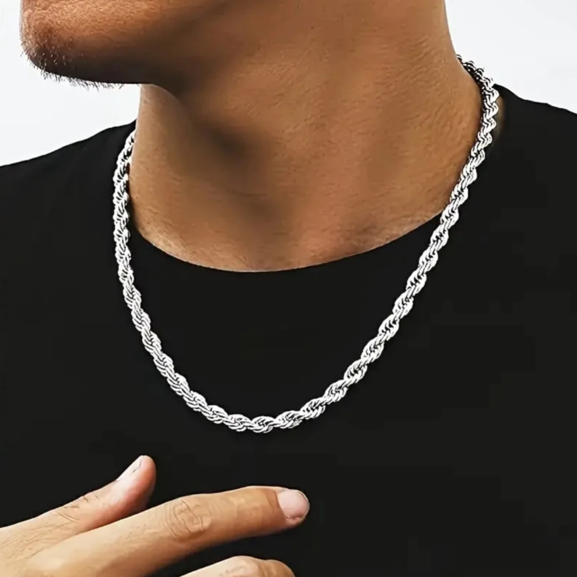 Silverfärgat rep-halsband