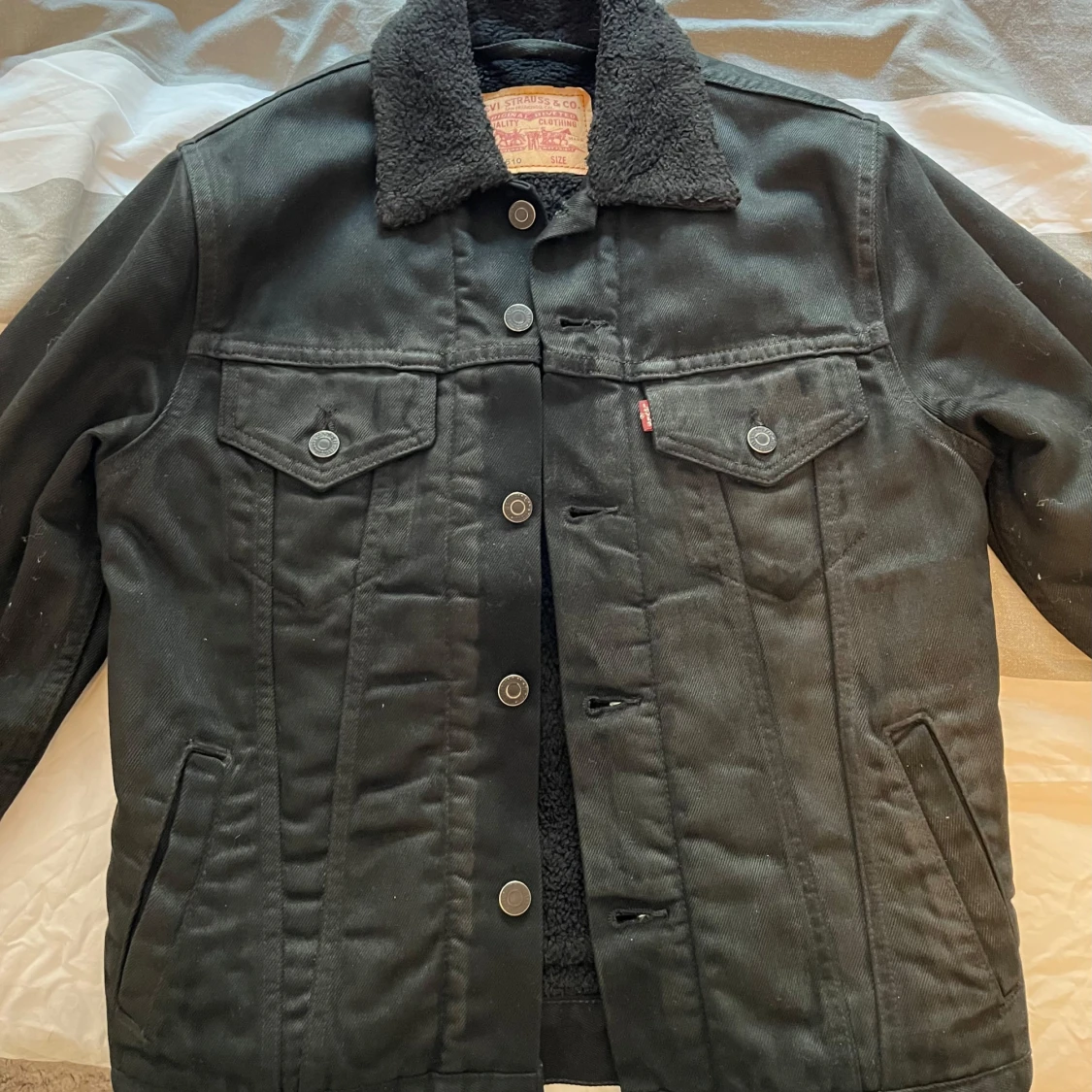 Svart fodrad jeansjacka  Levi's Sherpa - 4