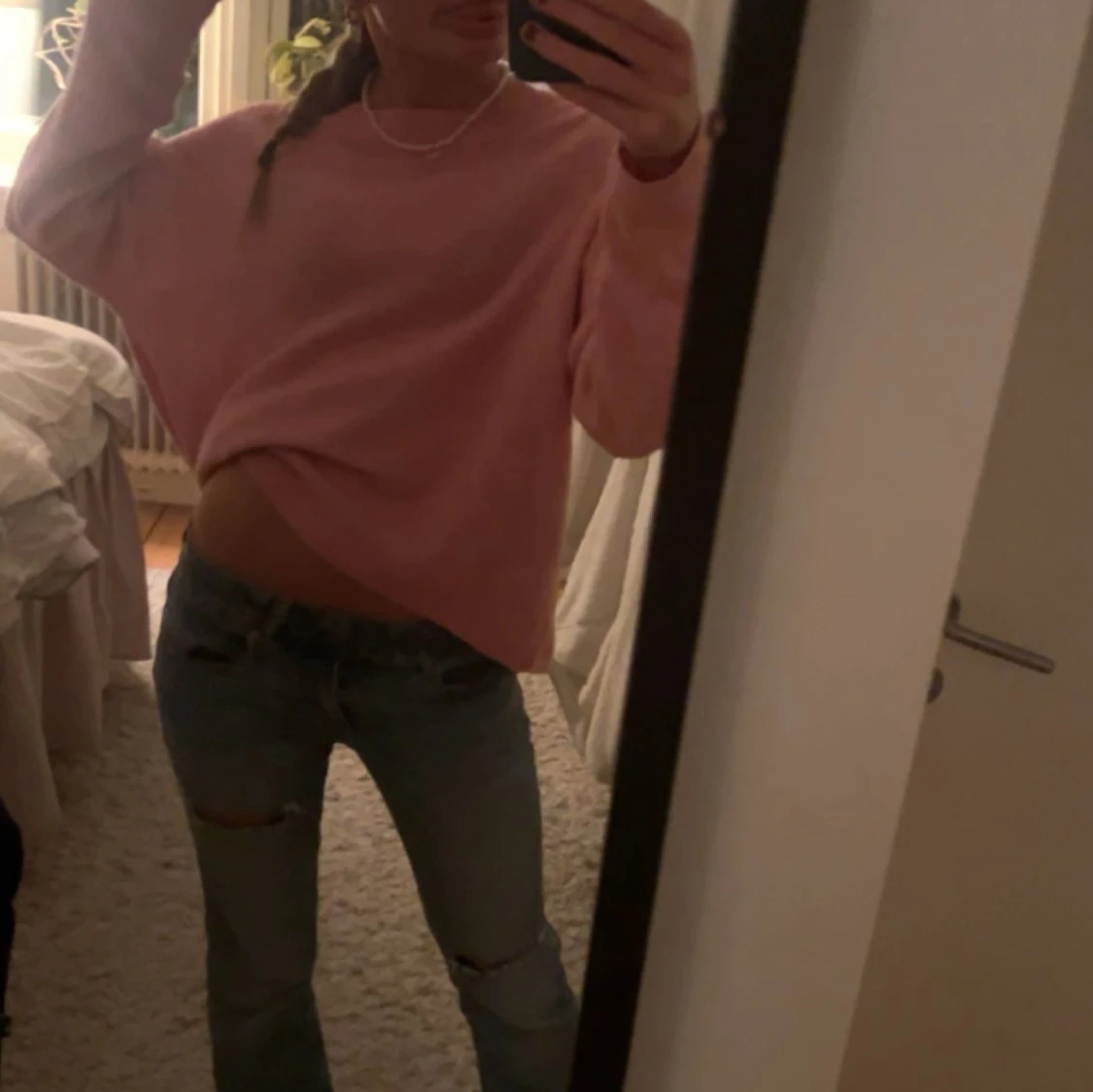 Söt Rosa stickad tröja  - 2