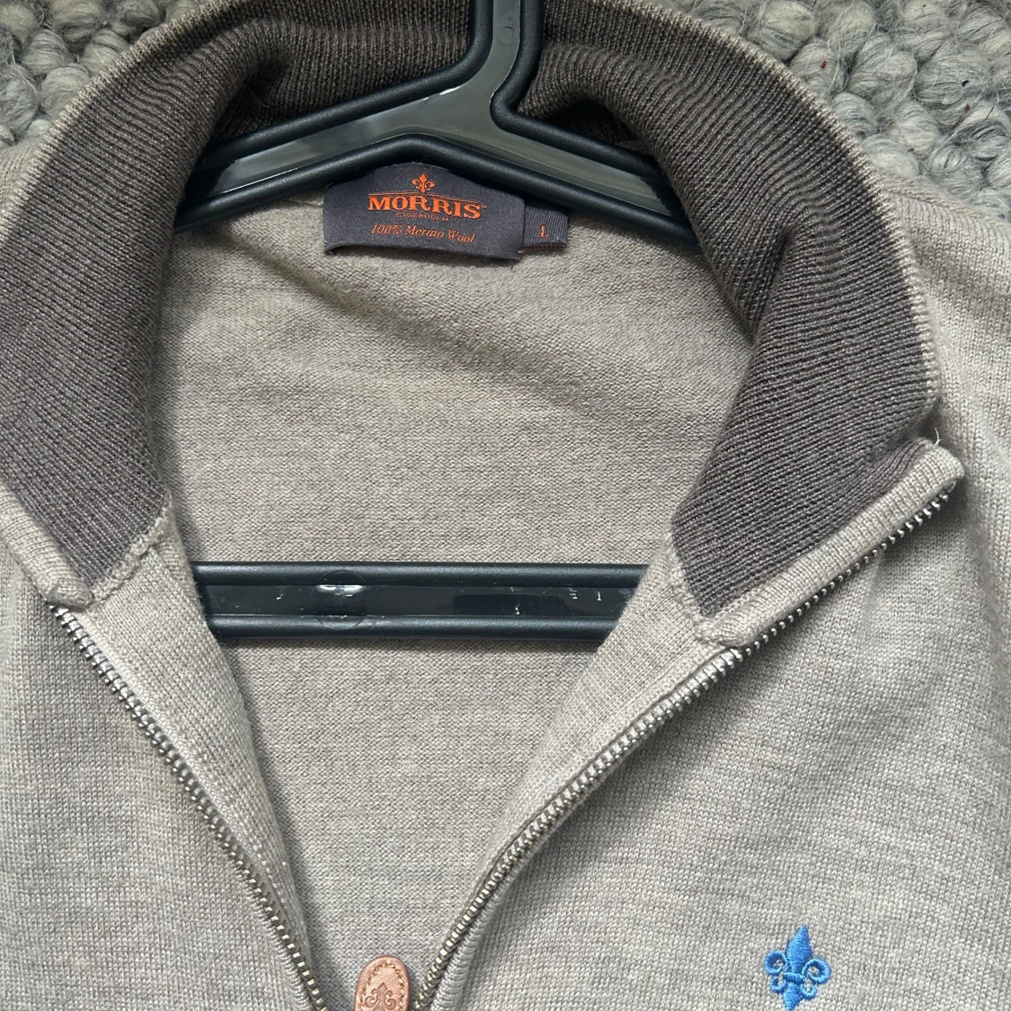 Beige kofta från morris 100% merinoull  - 1