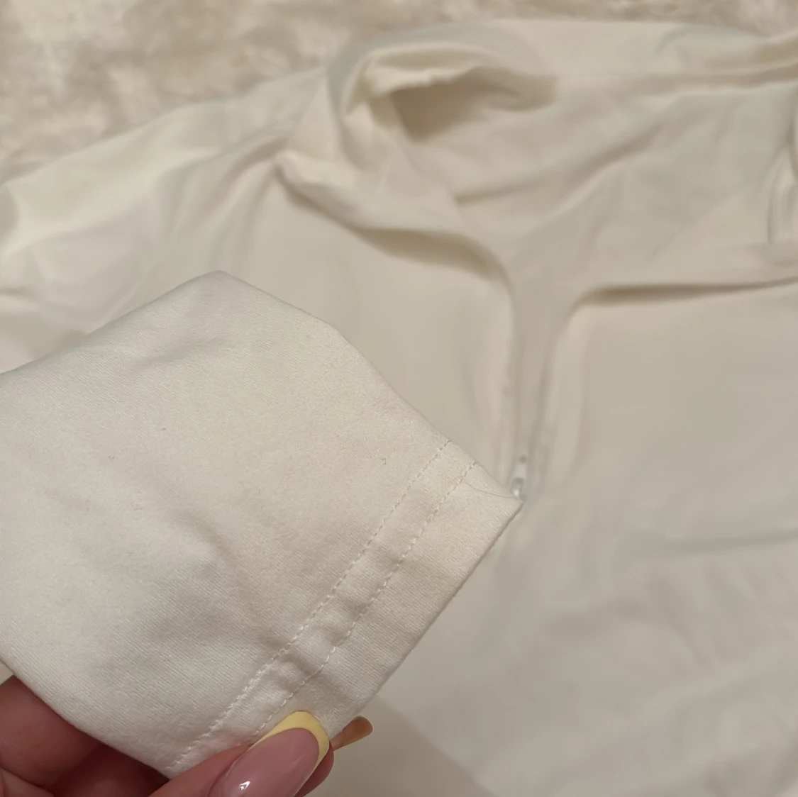 Vit croppad långärmad polotopp - 1