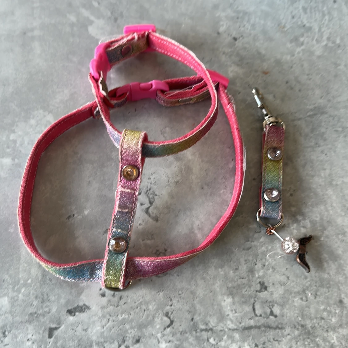 Glittrigt regnbågsfärgat kattsele - 3