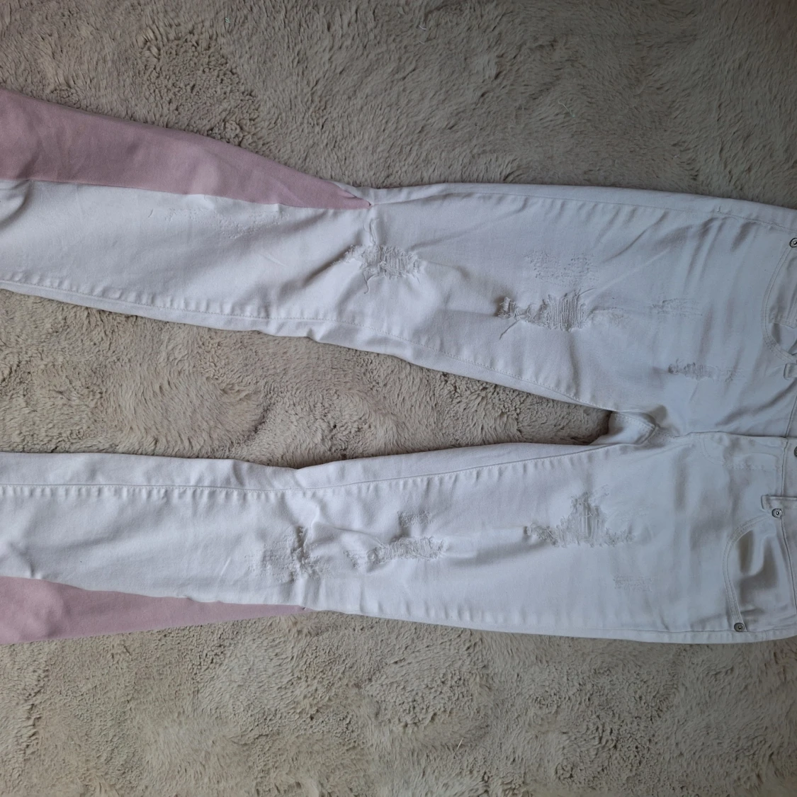 Lågmidjade special-designade vita jeans  - 3