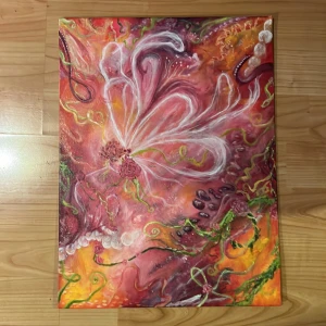 INTRESSEKOLL Tavla 40x30 - 💋💗⭐️Intressekoll på min handmålade tavla, hade referensbild men jobbade mig utåt därifrån så den blev som egna!!  Perfekt för dig som gillar konst och vill ha något unikt och inspirerande på väggen. Motivet är drömskt och passar dig som vill ha en kreativ och cool vibe i rummet⭐️💗💋