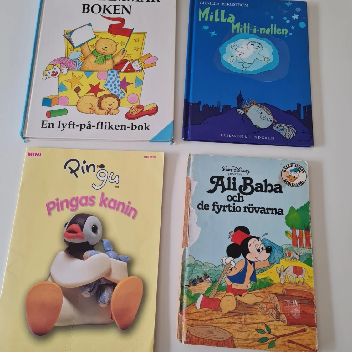 4 barnböcker – Pingu, Milla, Disney