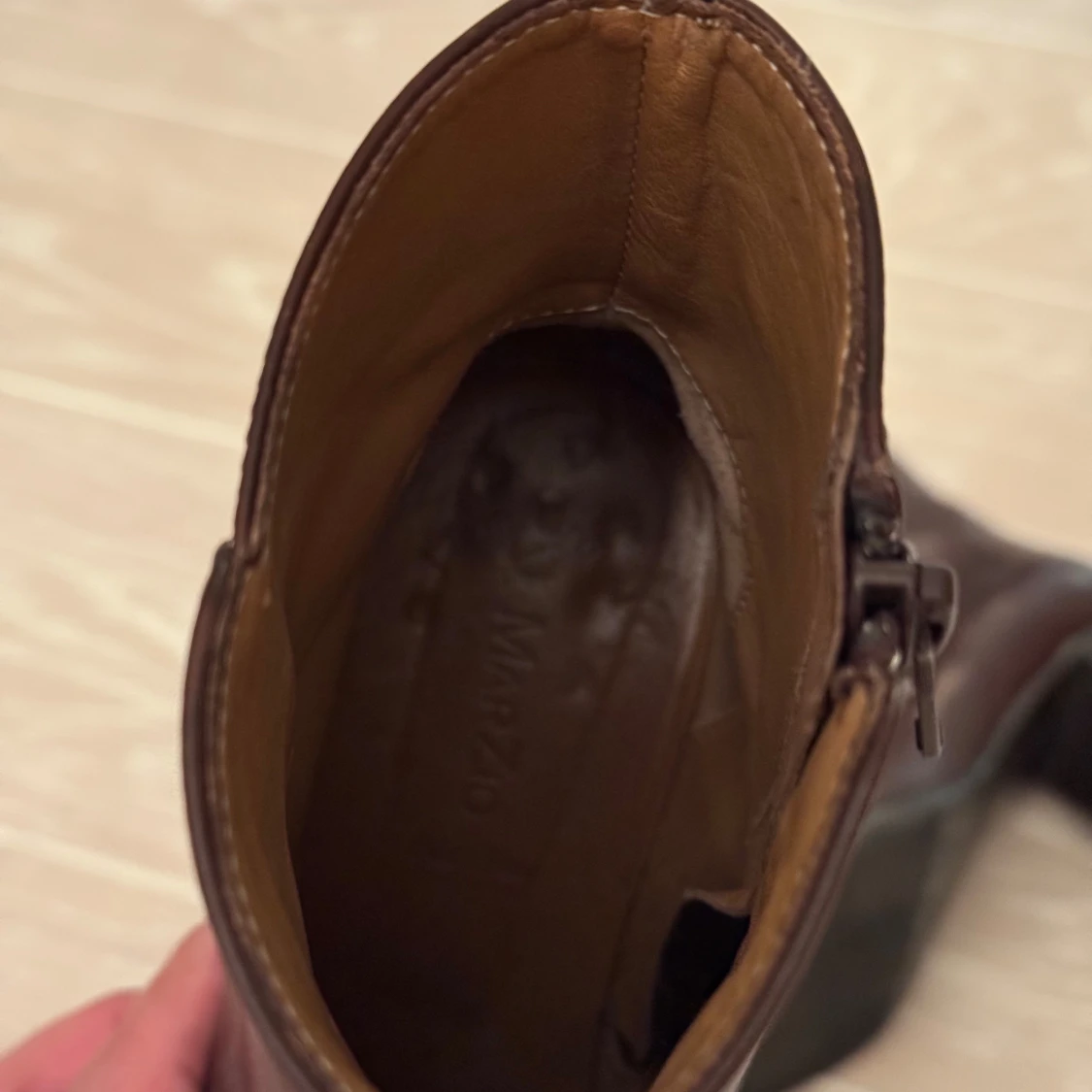 Bruna skinnstövletter med dragkedja från Marzio, 37,5  - 3