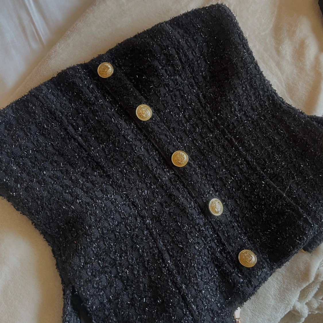 Svart glittrig tubtopp - 1