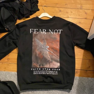 FEAR NOT tröja - (Aldrig använd!) En tröja jag köpte på en hemsida för ungefär en månad sedan. Den passade inte mig och jag gillade den inte så mycket så den har suttit i min garderob ett tag nu. Köpte den för runt 480kr säljer nu för 360kr materialet är bommul och jätte skön. 