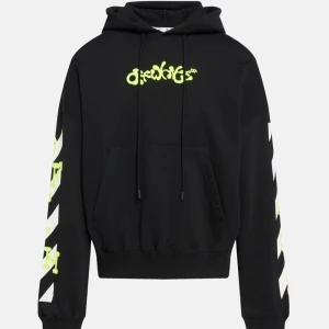  Off-White Hoodie - Säljer en svart hoodie från Off-White med neonfärgade detaljer och tryck. Hoodien är helt ny kommer även med kvitto, skriv i pm för detaljer