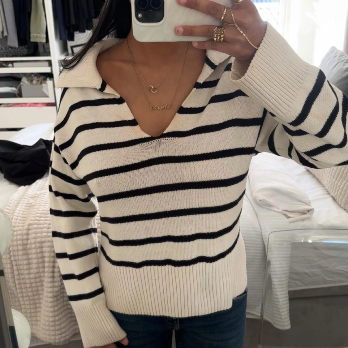 Randig stickad tröja