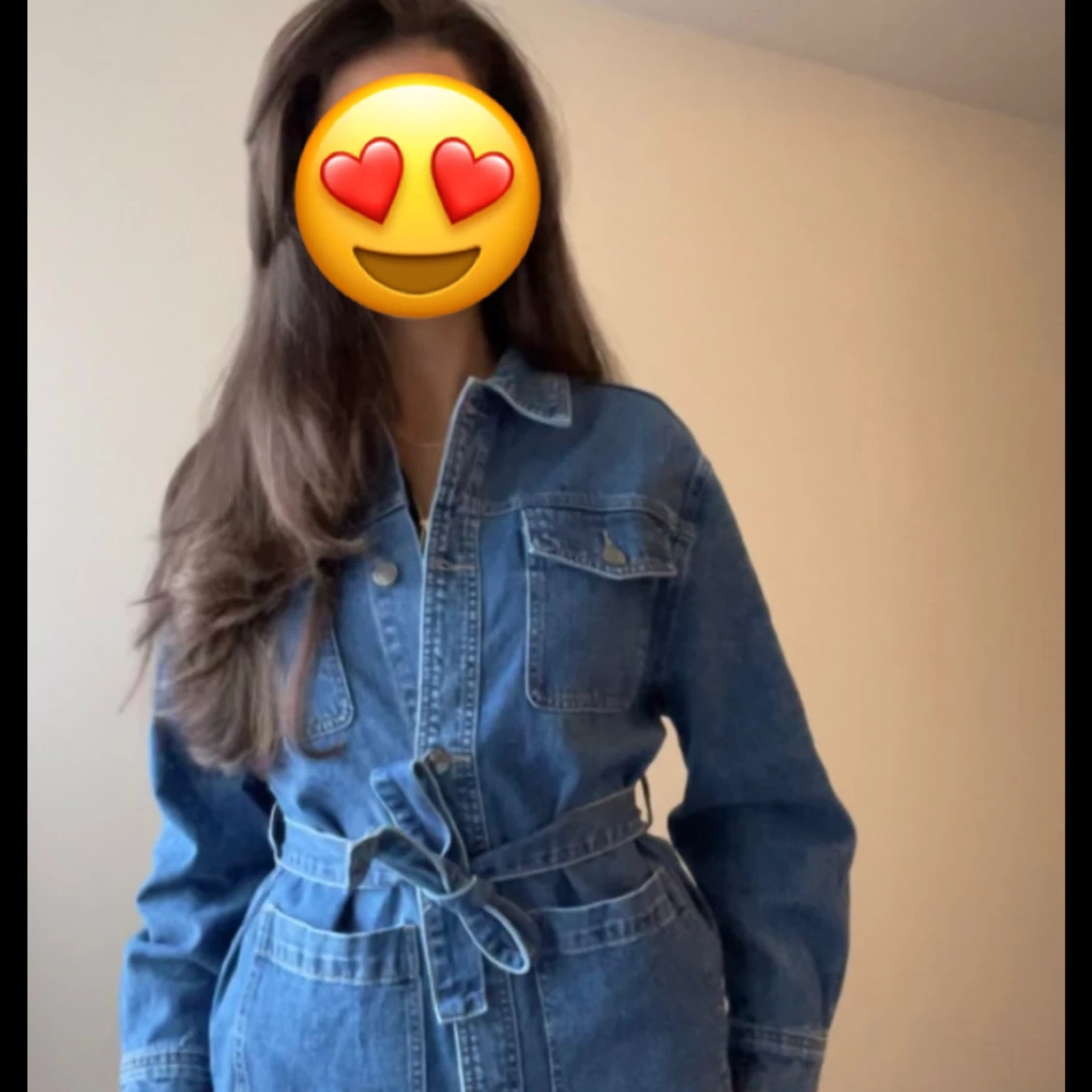 Jeansklänning med bälte - 1