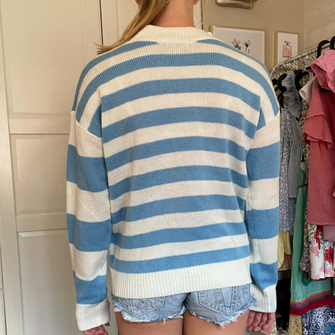 Randig blåvit stickad tröja från SHEIN - 1