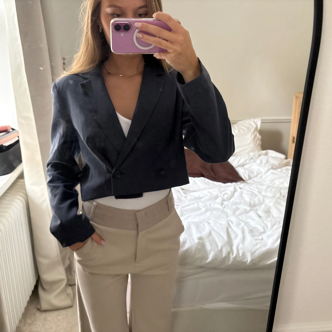 Svart croppad kavaj med knappar - 1