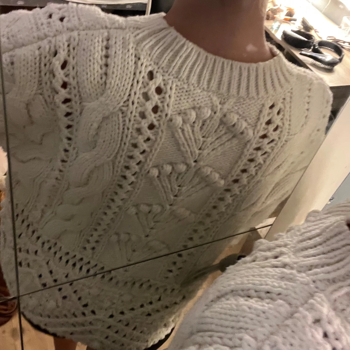 Vit stickad tröja från Lindex XS - 4