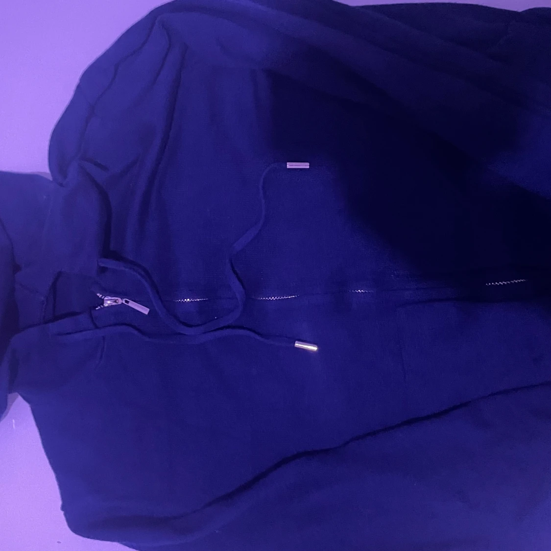 Blå hoodie med dragkedja - 3