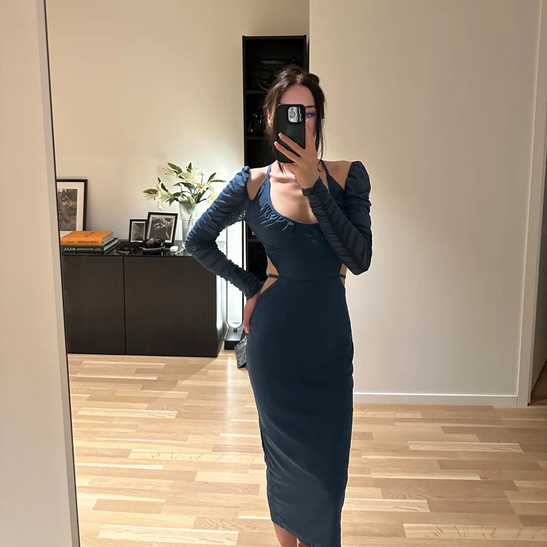 Blå mesh midmaxi klänning - 1