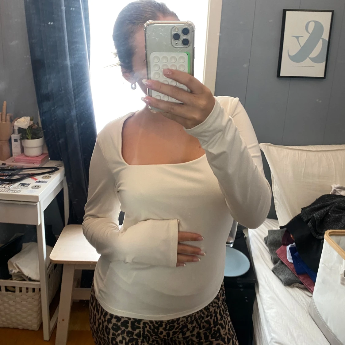 Vit långärmad topp - 2