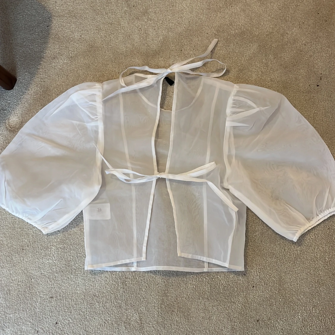 Mesh topp med puffärmar - 1